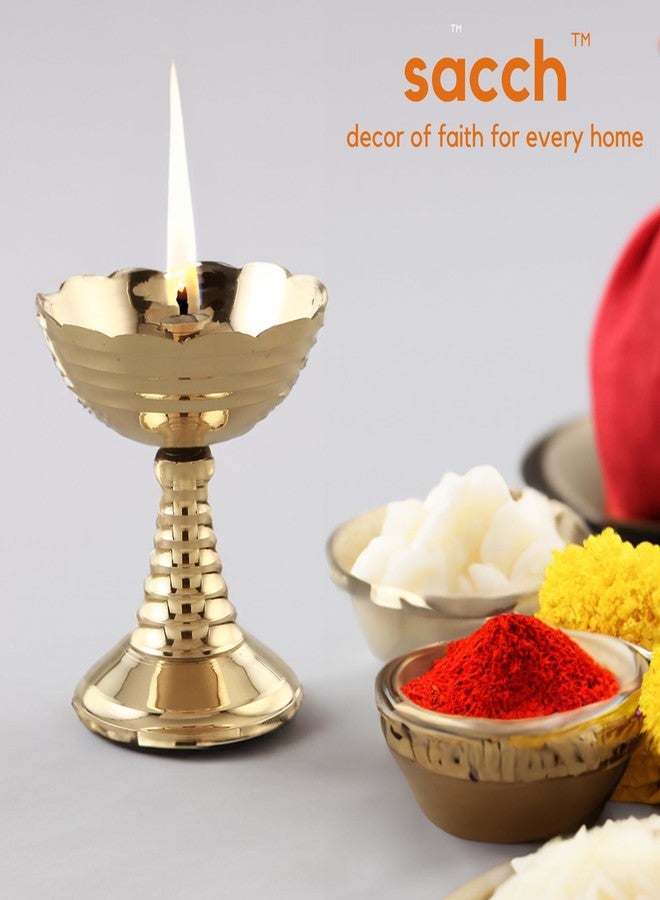 Sacch Brass Akhand Diya for Puja, 1 Piece, Gold - Image 2